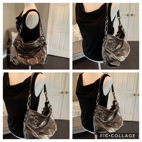 Coach Brooke Metallic Leather Tote Purse - Picture 5 of 8